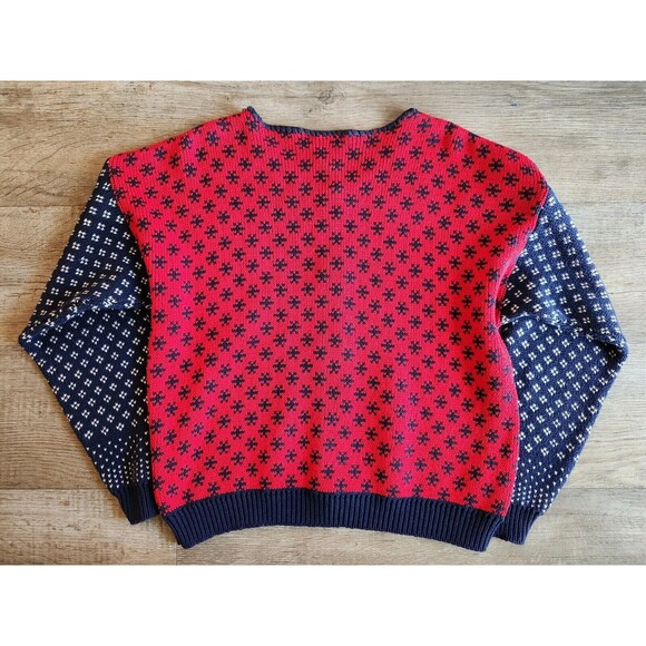 Vintage Sweater Loft Christmas Cardigan Sweater Snowflake Pattern Size Large - Picture 3 of 5